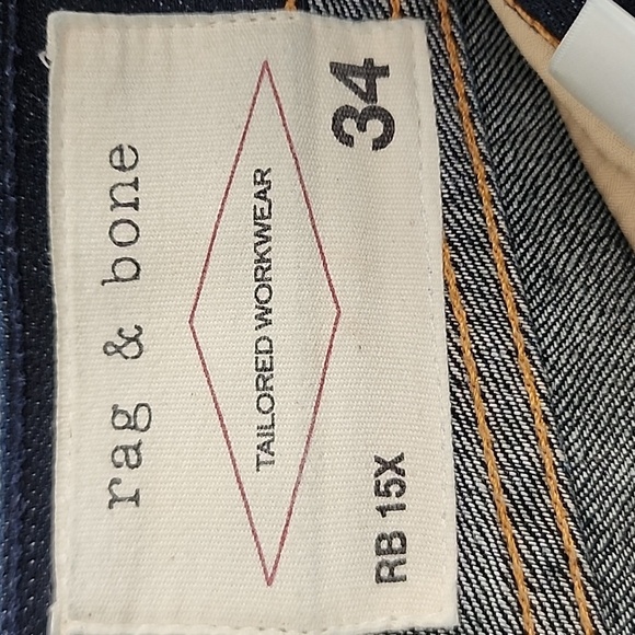 rag & bone RB 15x Slim Straight Jeans Size 34 Rinse Selvge - Picture 5 of 10